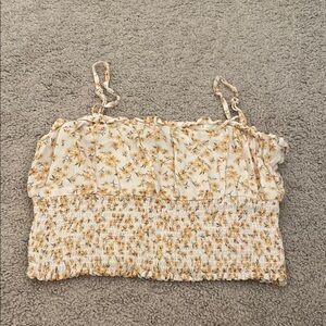 Floral Smocked Crop Top - Yellow
